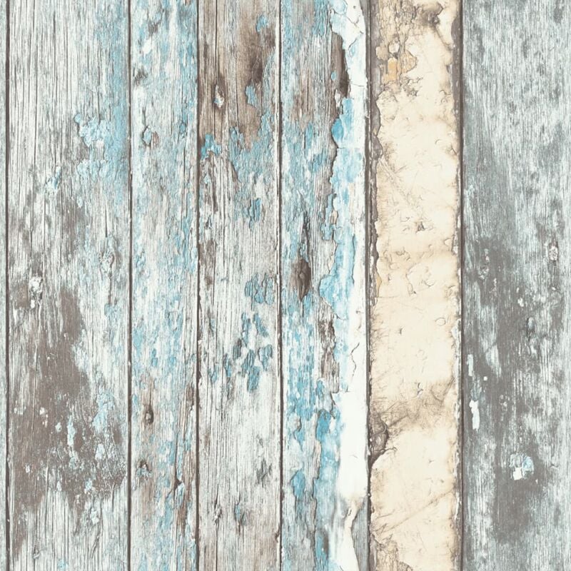 foto del prodotto dutch wallcoverings carta da parati motivo legno di scarto blu pe10012