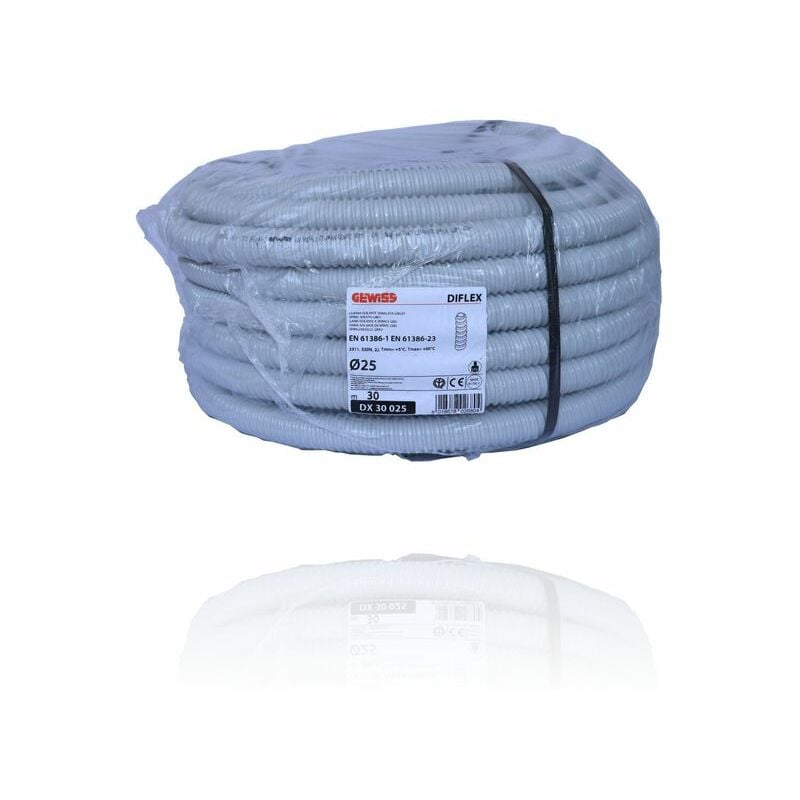 foto del prodotto dx30025 guaina spiralata diflex diam.25mm grigio matassa 30 mt gewiss