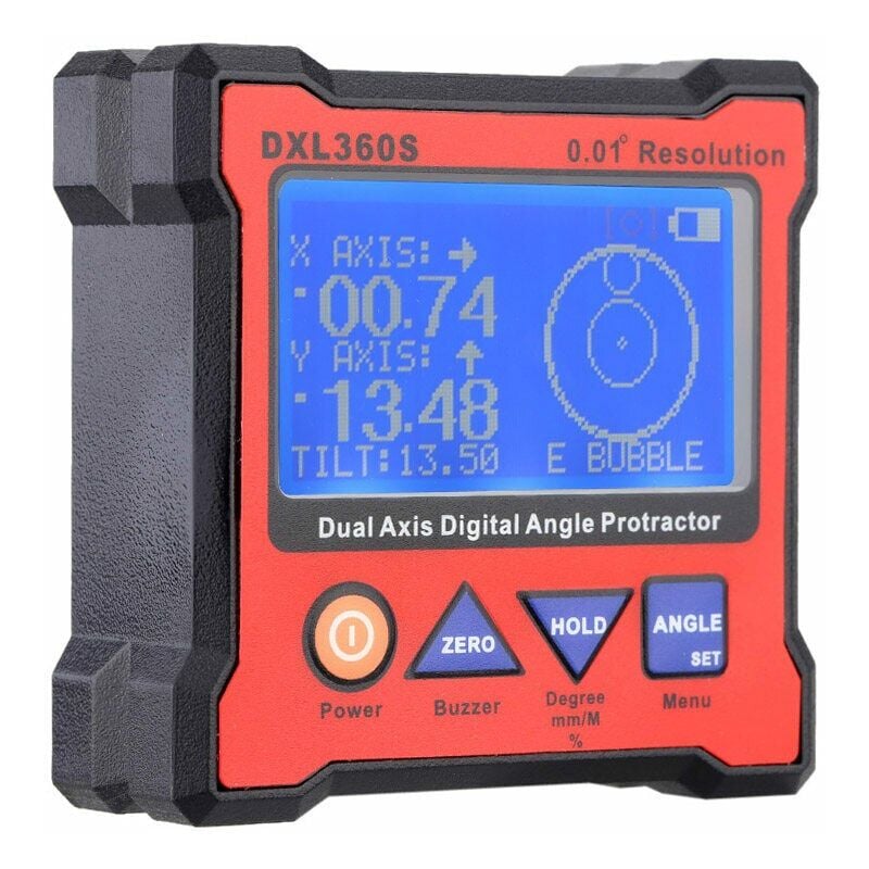 foto del prodotto dxl360s goniometro digitale a doppio asse con base magnetica a 5 lati indicatore di livello digitale a doppio asse ad alta precisione 100 240 v 50 60