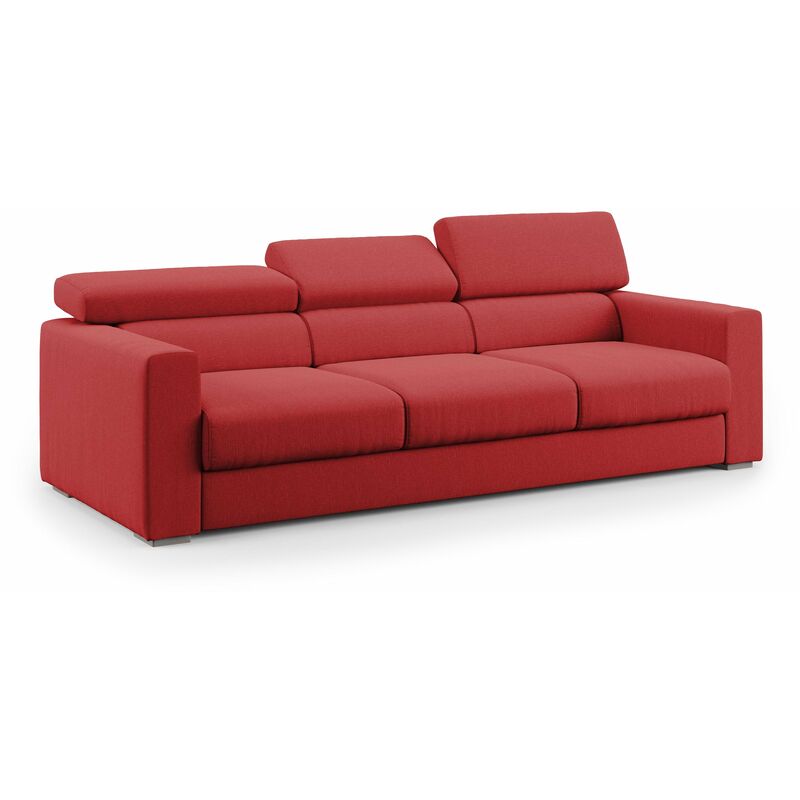 foto del prodotto dylan divano a 3 sedute con estraibile a cassettone in tessuto simil cotone impermeabile t13 240 cm rosso