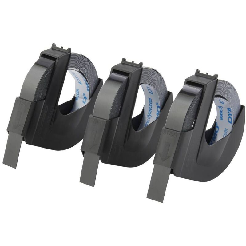 foto del prodotto dymo 3d nastro in rilievo per scrivere kit da 3 colore nastro nero colore carattere bianco 9 mm 3 m s0847730
