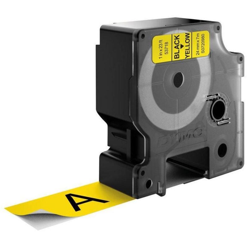 foto del prodotto dymo - cassetta nastro d1 53718 colore nastro giallo colore carattere nero 24 mm 7 m