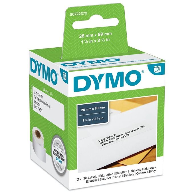 foto del prodotto dymo cf2x130 etichette labelwriter 28x89mm bianco