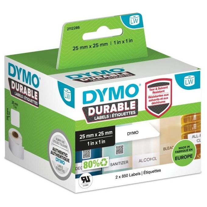 foto del prodotto dymo etichette per indirizzo bianco 25x25mm 2 rotolo di 850