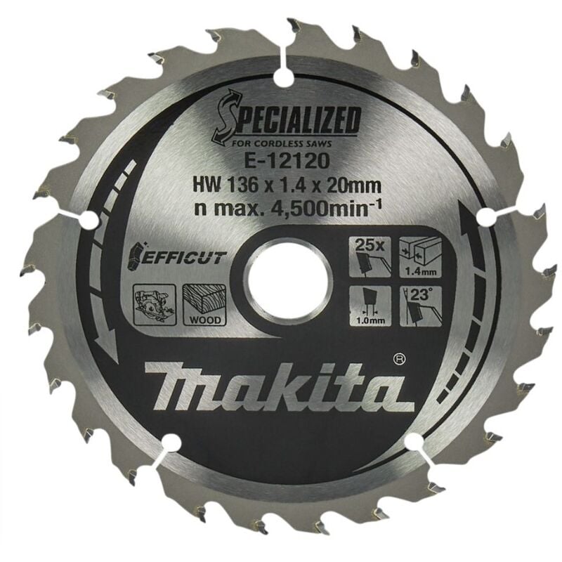 foto del prodotto e 12120 efficut lama per sega circolare 136x20 mm per legno makita