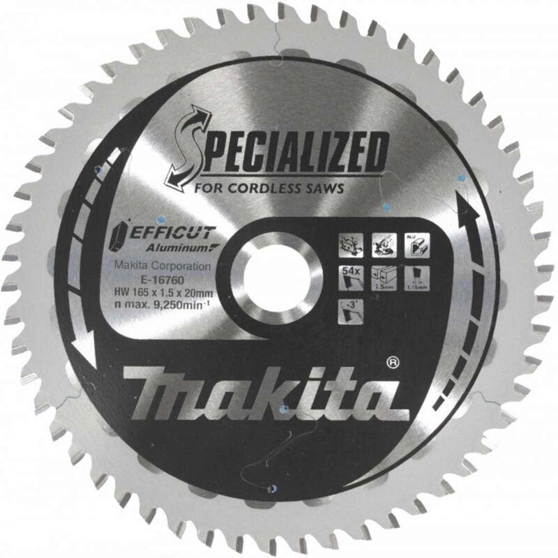 foto del prodotto e 16760 efficut lama tct per seghe circolari 165x20 mm per alluminio makita