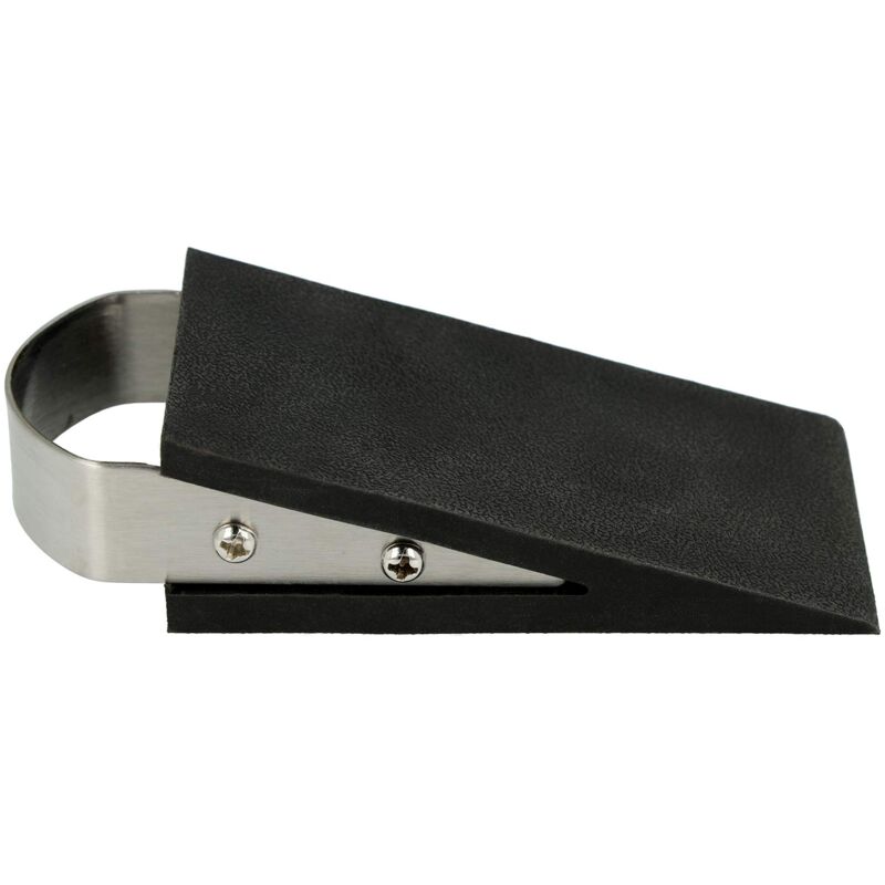 foto del prodotto e 19000 00 fermaporta a cuneo in gomma antiscivolo con maniglia in acciaio inox, 12 x 5 x 3 cm, nero westcott