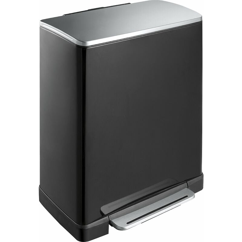 foto del prodotto e-cube - pattumiera a pedale in metallo da 50 l, 34,5 x 50 x 65 cm, sistema ammortizzatore, senza impronte digitali, apertura stay-open, fissaggio
