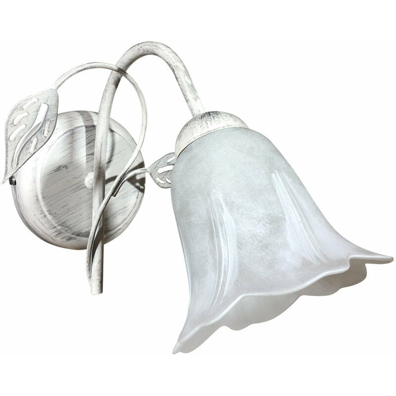 foto del prodotto e energy applique 1xe14 montatura bianco argento vetro spugnato bianco teresa