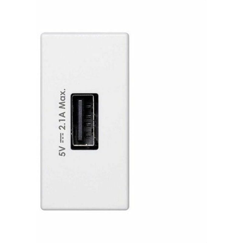 foto del prodotto e k45 caricatore usb con 1 modulo bianco 2.1a simon