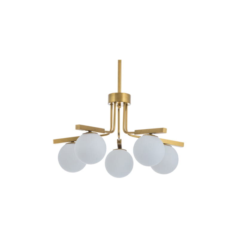foto del prodotto e sfera lattiginosa lampadario moderno a 5 punti, 60 cm radiant