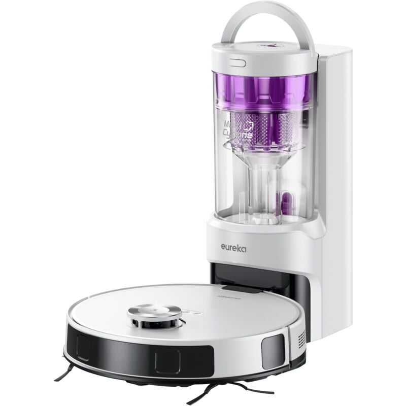 foto del prodotto e20 plus aspiradora robot de 8000 pa, color blanco, con estaci n de vaciado autom tico sin bolsa, robot aspirador friegasuelos antienredos, evitaci n