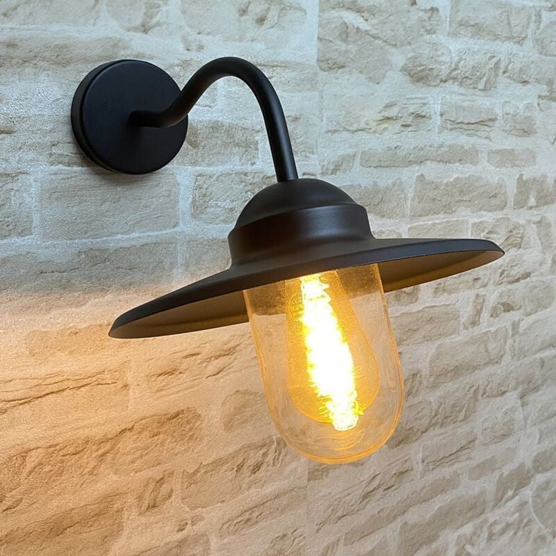 foto del prodotto e27 applique a collo di cigno coly nero opaco ip44