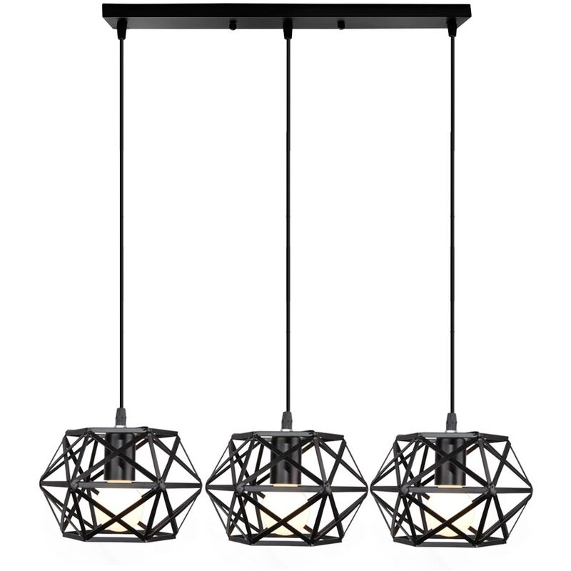 foto del prodotto e27 lampada a sospensione metallo vintage industriale ferro battuto retr lampadario soggiorno cucina ristorante loft 3 luci