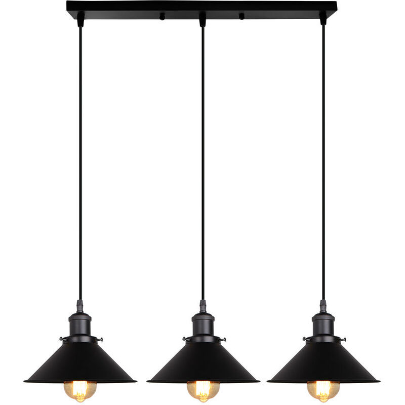 foto del prodotto e27 lampada a sospensione stile nordico lampadario a sospensione nero metallo illuminazione pendente art decorare 3 luci