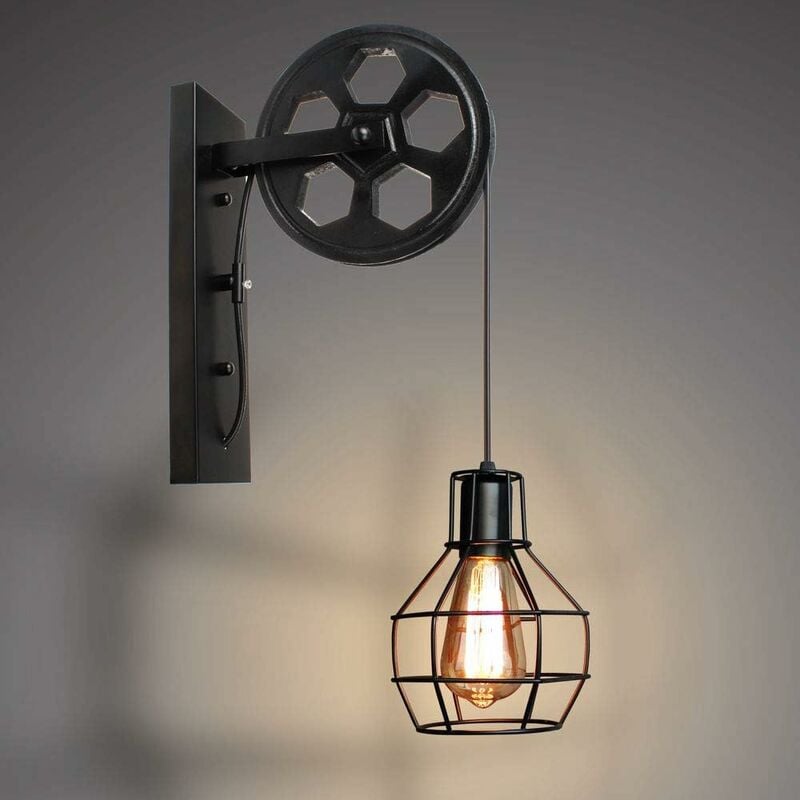foto del prodotto e27 lampada da parete industriale vintage applique da parete paralume metallo gabbi per camera da letto corridoio soggiorno