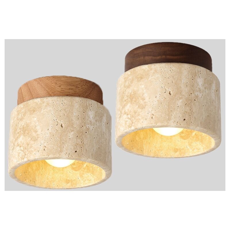 foto del prodotto e27 lampada da soffitto vintage lampadario soffitto travertino giallo e legno per camera da letto corridoio soggiorno cucina