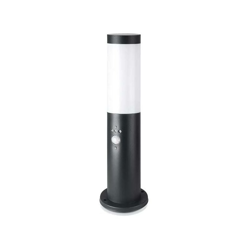 foto del prodotto e27 paletto con lampada 45cm pir sensore corpo in acciaio inox nero ip44