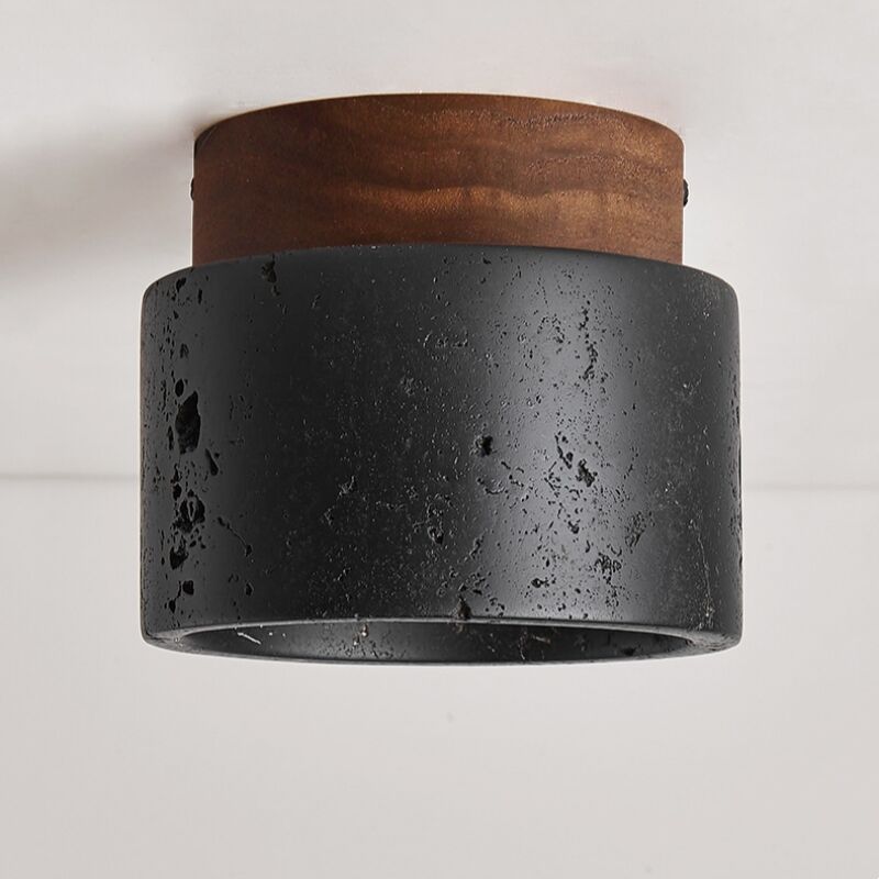 foto del prodotto e27 plafoniera soffitto vintage industriale lampada da soffitto travertino nero e legno illuminazione da ufficio art d eco 1 pezzo