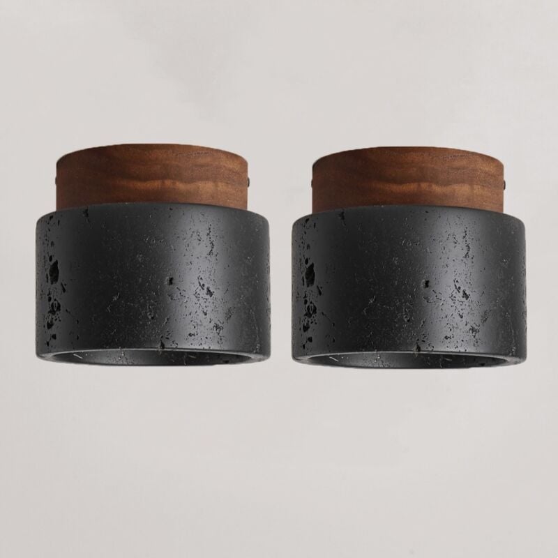 foto del prodotto e27 plafoniera soffitto vintage industriale lampada da soffitto travertino nero e legno illuminazione da ufficio art d eco 2 pezzi