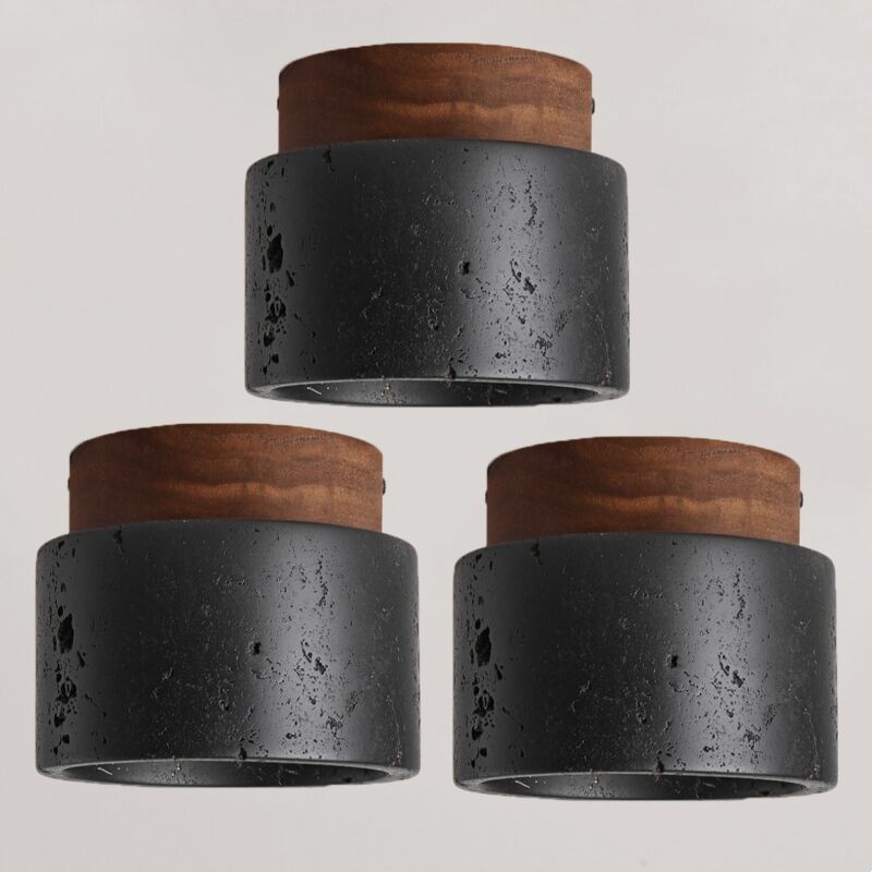 foto del prodotto e27 plafoniera soffitto vintage industriale lampada da soffitto travertino nero e legno illuminazione da ufficio art d eco 3 pezzi