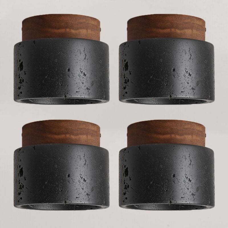 foto del prodotto e27 plafoniera soffitto vintage industriale lampada da soffitto travertino nero e legno illuminazione da ufficio art d eco 4 pezzi