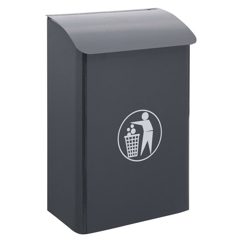 foto del prodotto e6115 cestino portarifiuti a muro per interni e aree comuni, cestino da parete in acciaio, 30 l, grigio antracite, rifiuti generici - arregui