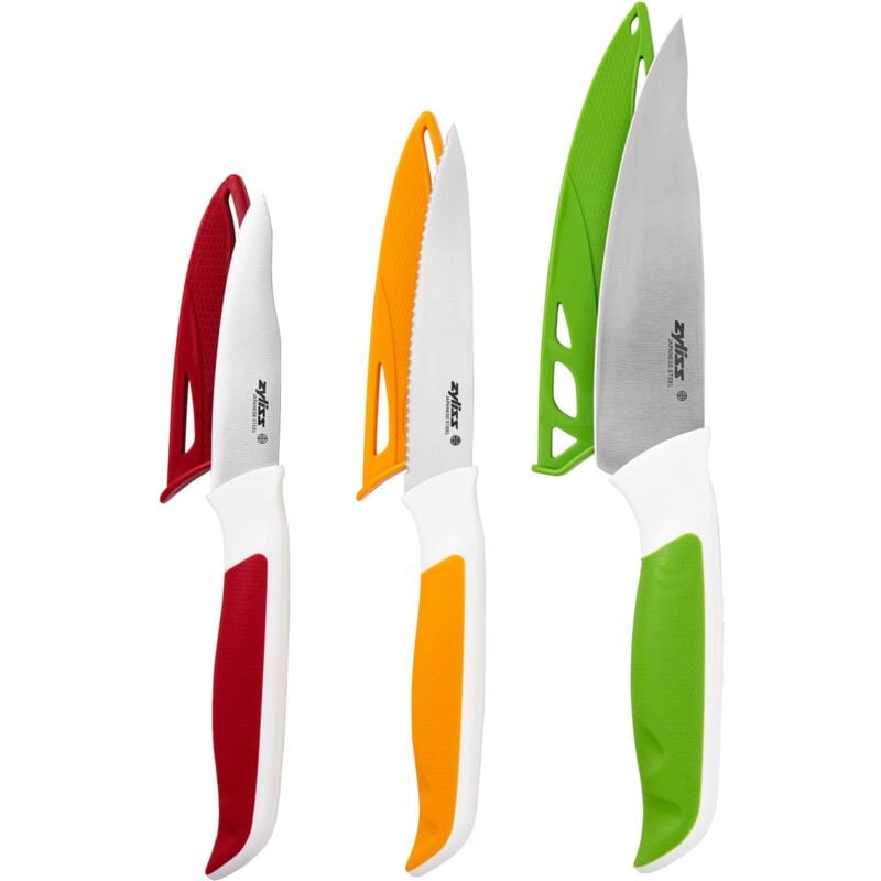foto del prodotto e920240 comfort set di coltelli spelucchino, multiuso in 3 pezzi, acciaio inossidabile giapponese, multicolore, coltelli da cucina universali,