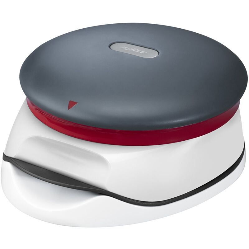 foto del prodotto e960002 pressa per hamburger, plastica, bianco, grigio, rosso, stampo circolare per hamburger, lavabile in lavastoviglie zyliss