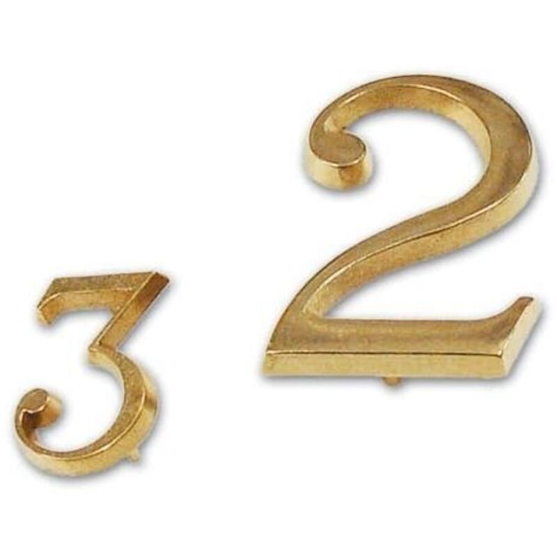 foto del prodotto eac - numero 2 in ottone misura 80 mm con pioli di fissaggio
