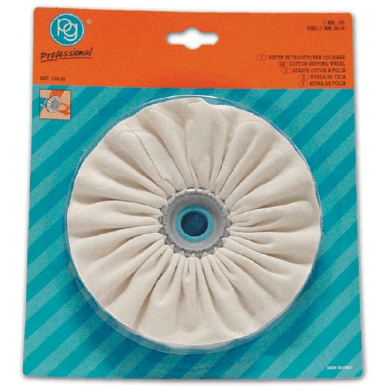 foto del prodotto eac ruota in tessuto per lucidare poggi art. 339.45 150 mm foro 20 16 mm