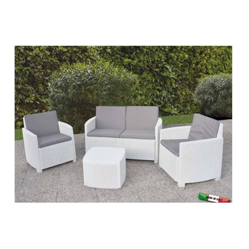 foto del prodotto eac salotto in resina bianco ninfea poltrone e divano set arredo giardino