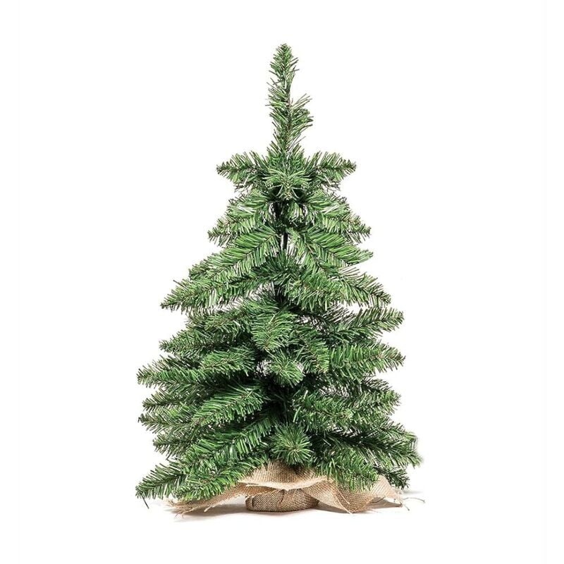 foto del prodotto eacommerce - albero di natale pinetto alberello 45 cm 50 rami in pvc con base in juta f4998 altezza 45 cm colore verde