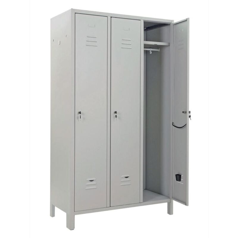 foto del prodotto eacommerce armadio spogliatoio sporco pulito 3 posti con ripiano 100x35x180h cm grigio ral7035