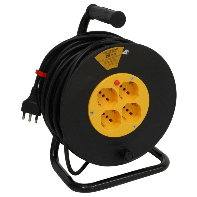 foto del prodotto eacommerce avvolgicavo elettrico cavo da 50 metri spina 16a 4 prese 10 16a schuko 50 metri