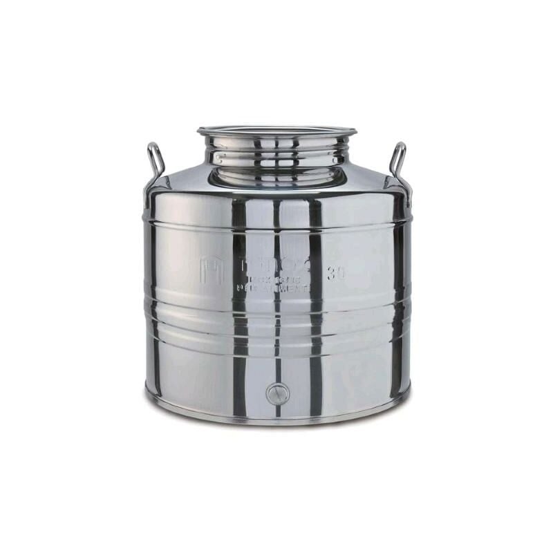 foto del prodotto eacommerce contenitore bidone fusto in acciaio inox per olio 30 litri con tappo ermetico 30 litri