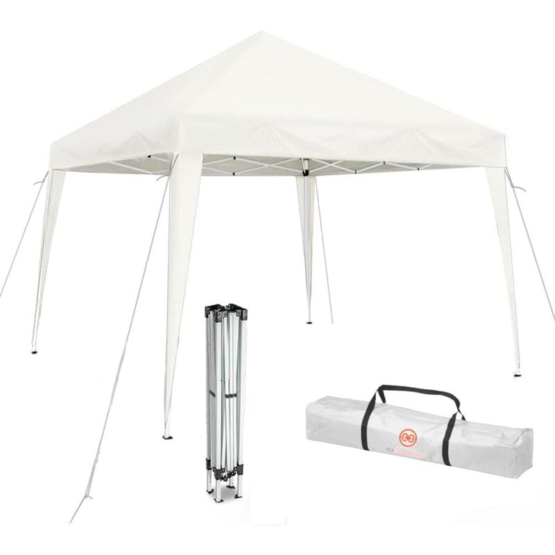 foto del prodotto eacommerce gazebo pieghevole 2x2 metri bianco telo in pe 160 gr mq impermeabile con borsa 2x2 metri