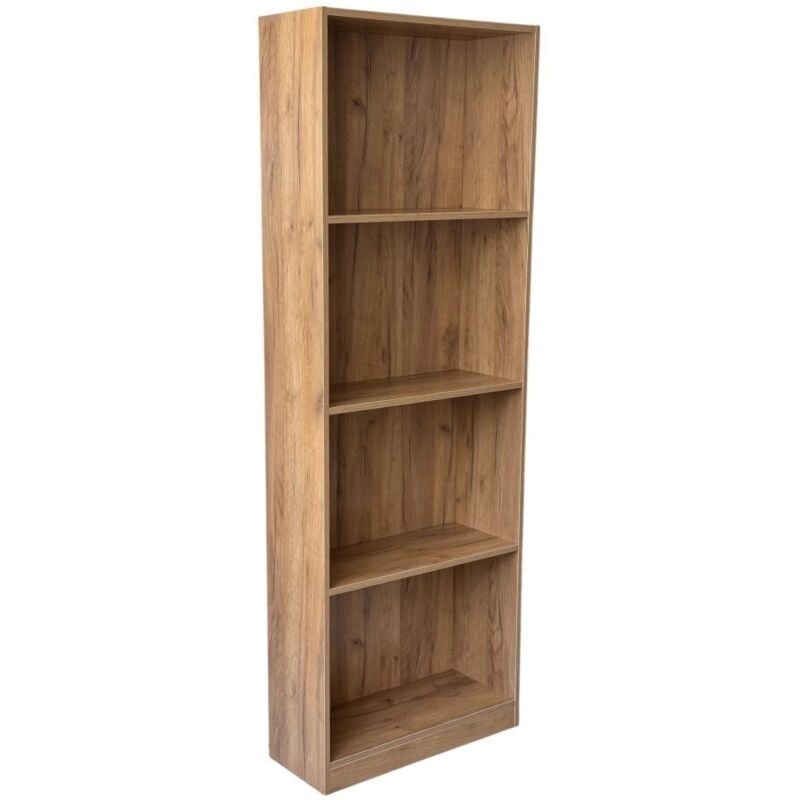 foto del prodotto eacommerce libreria scaffale legno melaminico colore rovere nodato 60x24x170h cm 4 ripiani