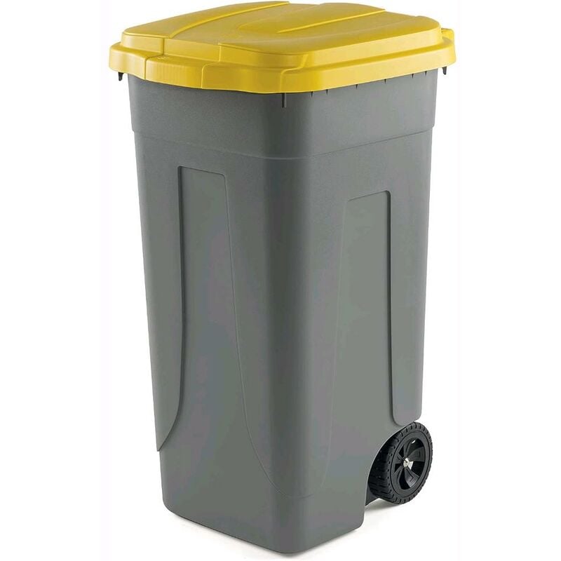 foto del prodotto eacommerce pattumiera bidone portarifiuti per raccolta differenziata 100 litri colore giallo colore giallo