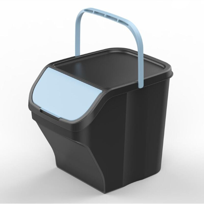 foto del prodotto eacommerce pattumiera raccolta differenziata 25 litri con maniglia colore azzurro corpo nero colore azzurro corpo nero
