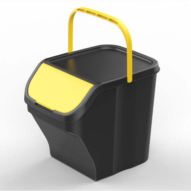 foto del prodotto eacommerce pattumiera raccolta differenziata 25 litri con maniglia colore giallo corpo nero colore giallo corpo nero