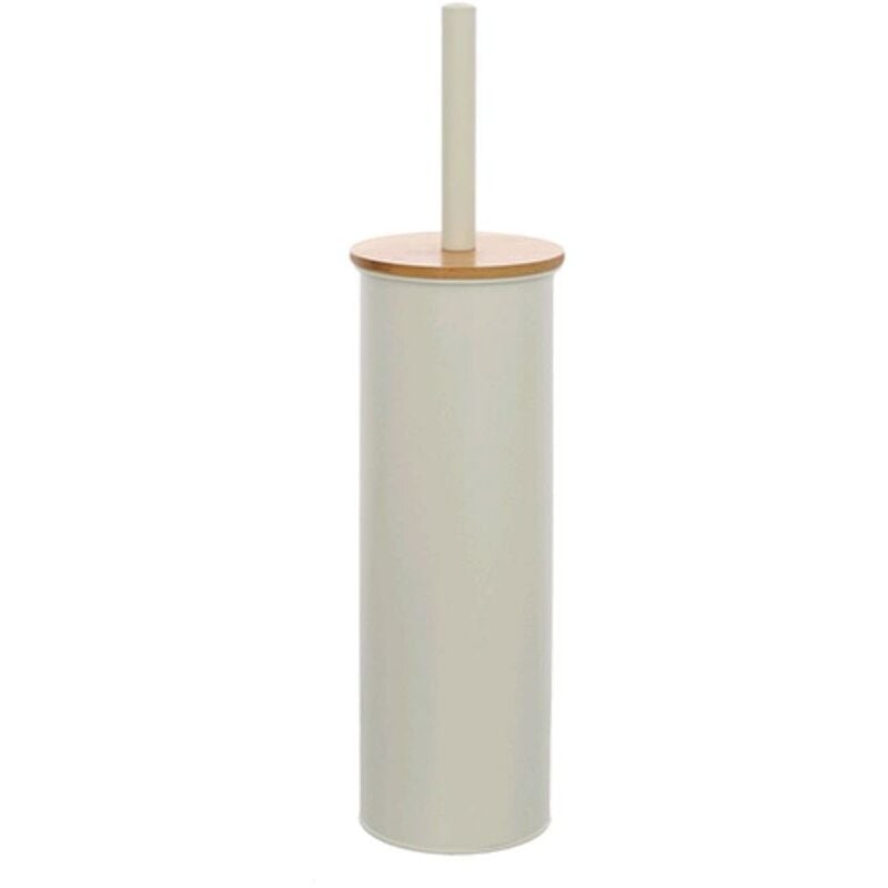 foto del prodotto eacommerce portascopino per bagno in acciaio colore bianco opaco e bambu per wc