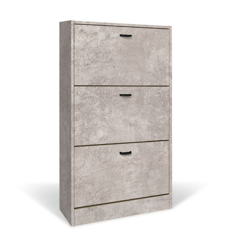 foto del prodotto eacommerce scarpiera in legno 3 ante colore cemento mobiletto 18 paia 63x24x115h cm cd101 ce 3 ante 63x24x115h cm cemento