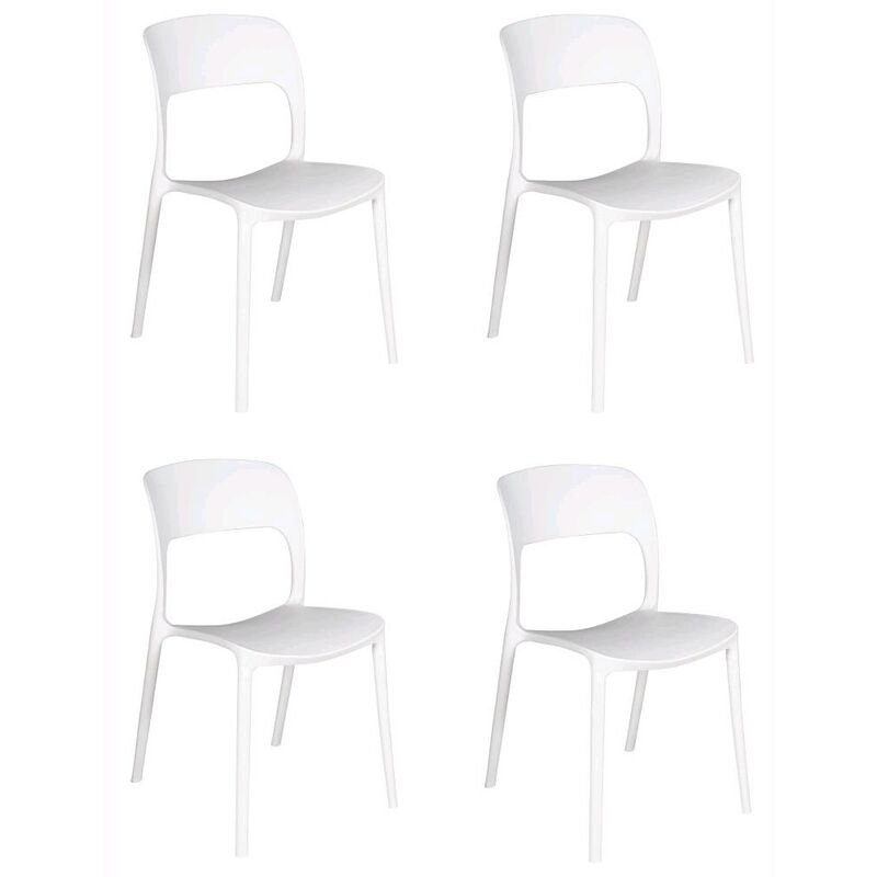 foto del prodotto eacommerce set 4 sedie impilabili in polipropilene 83x56x46 cm colore bianco design moderno moderno colore bianco