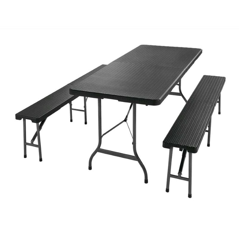 foto del prodotto eacommerce set tavolo pieghevole richiudibile panche 180x75x72 cm per feste fiere giardino campeggio