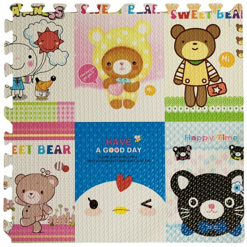 foto del prodotto eacommerce tappeto tappetino mattonella puzzle morbido funny 60x60x1 cm per bambini 4 pz