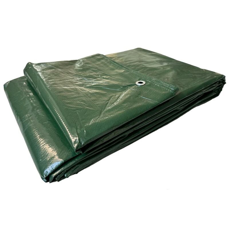 foto del prodotto eacommerce - telo telone occhiellato 8x12 mt antistrappo impermeabile colore verde 130 gr./mq.