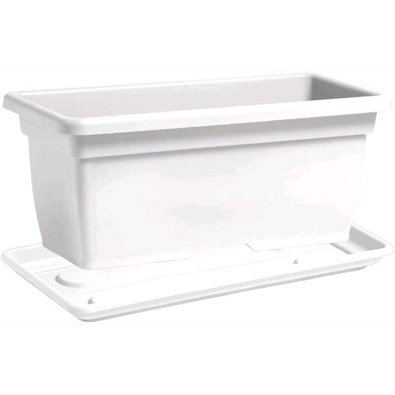 foto del prodotto eacommerce vaso rettangolare sottovaso in plastica ppl colore bianco 100x45x40h cm 110 litri mega 100x45x40h cm colore bianco