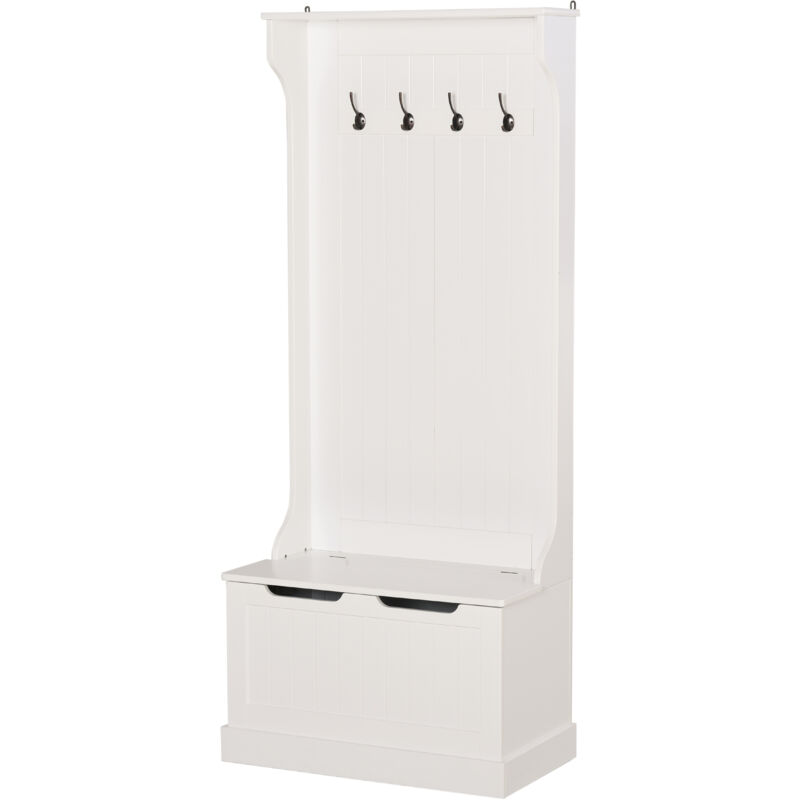 foto del prodotto easy comfort easycomfort appendiabiti con panca contenitore in mdf, per casa e ingresso, max.100kg 71.5 x 39.5 x 170cm, bianco