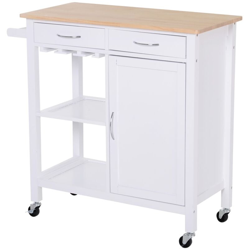 foto del prodotto easy comfort easycomfort carrello da cucina classico con cassetti e ruote in legno salvaspazio 89x40x84cm